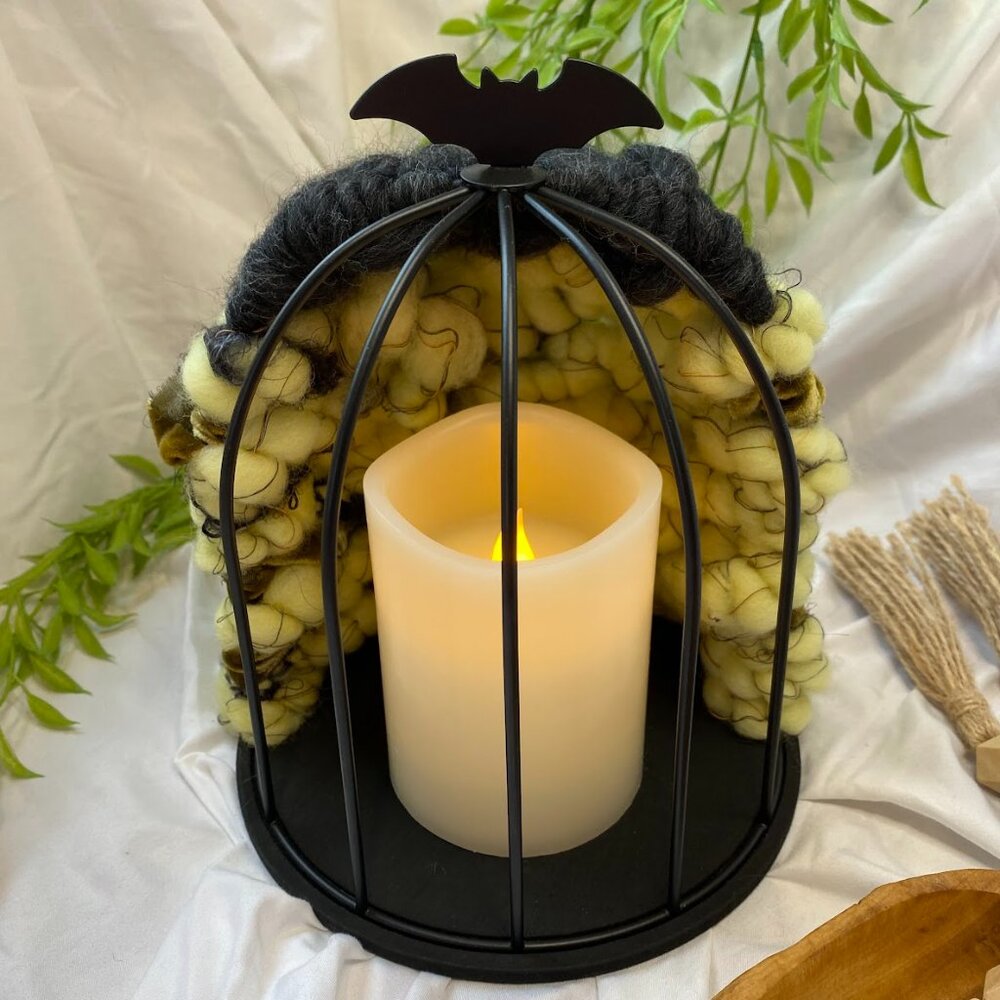 Handwoven Bat Cage Candle Display Decor